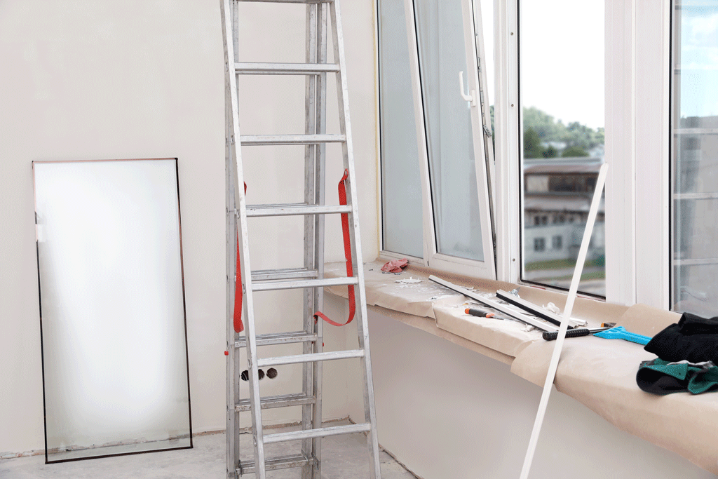 installing window with ladder triple pane windows dallas tx southlake tx 