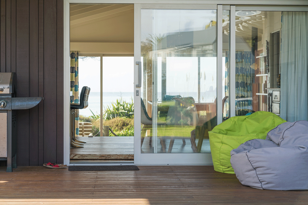 sliding door to patio with bean bags outside | sliding door ft worth tx dallas tx 